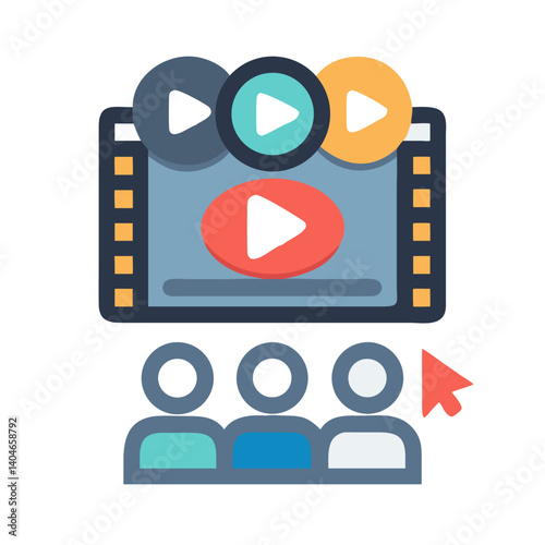 Video Cinema Theatre Icon Set – Entertainment, Movie, and Multimedia Symbols for Film and Streaming Platforms