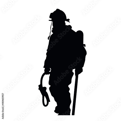 Silhouette de pompier isolée - illustration vectorielle