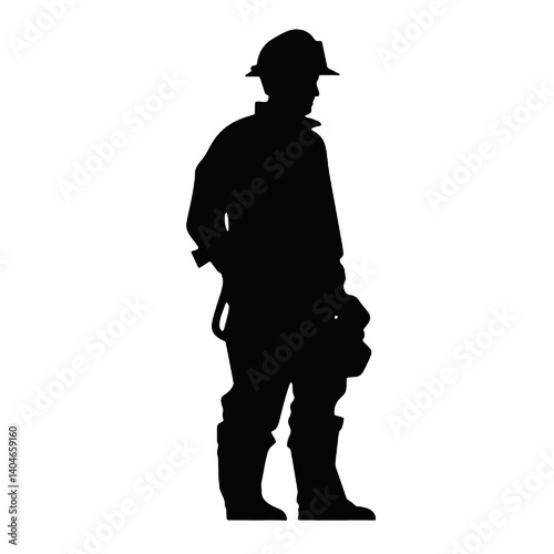 Silhouette de pompier isolée - illustration vectorielle