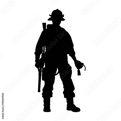 Silhouette de pompier isolée - illustration vectorielle
