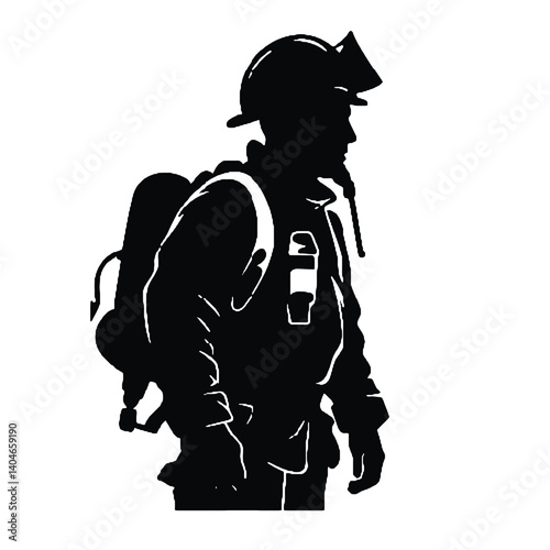 Silhouette de pompier isolée - illustration vectorielle
