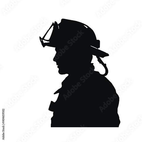 Firefighter black icon on white background. Fireman silhouette