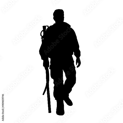 Firefighter black icon on white background. Fireman silhouette