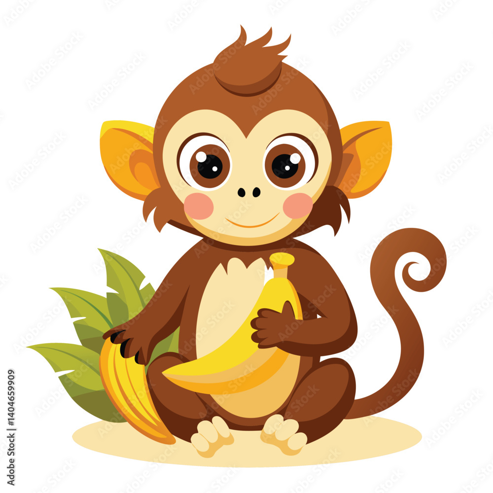 Obraz premium monkey with a bananna vector 
