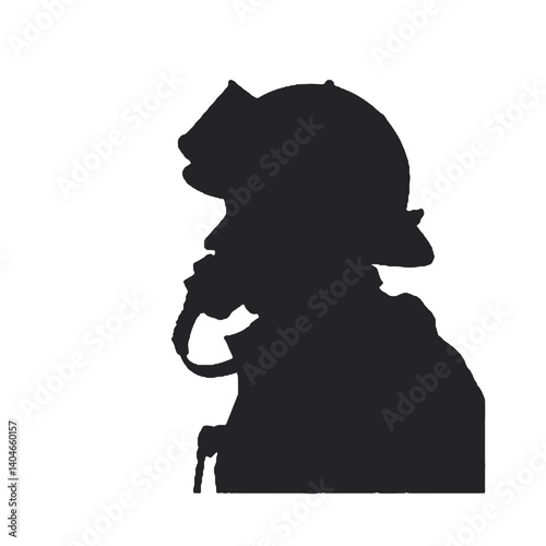Firefighters pose vector silhouette illustration
