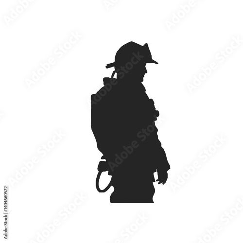 firefighter with equipment silhouette vector on white background