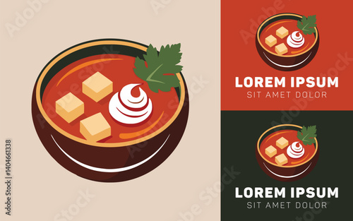 Hot Tofu Soup Icon Logo with Bold, Clean Lines