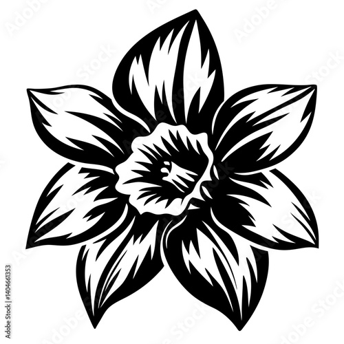 A Striking Black and White Illustration of a Daffodil Flower