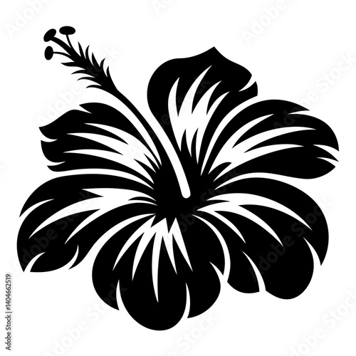 A Stunning Black and White Stylized Hibiscus Flower Graphic Design Illustration