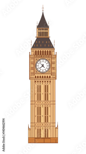 Iconic Big Ben London Vector Art Isolated on White for Travel and Design