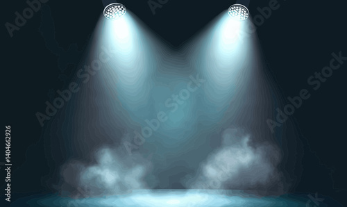 Dramatic Spotlight Scene with Smoke for Presentations and Performances Vector Illustration