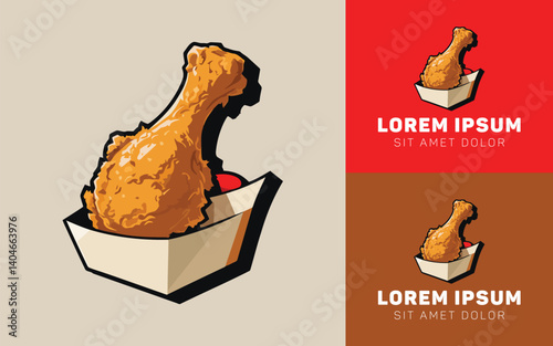 Delicious Fried Chicken Cartoon Logo for Food Branding