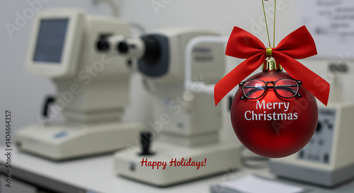 Wallpaper Mural Red Orb: Holiday Cheer in the Optometry Clinic AI Generated Torontodigital.ca