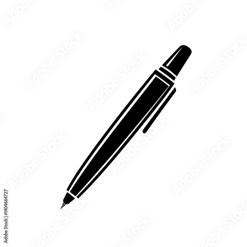 Classic black ink pen icon representing writing, education, and office stationery
