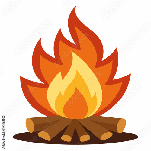 Camp fire icon vector flame camping outdoor bonfire wood adventure wilderness hiking 1