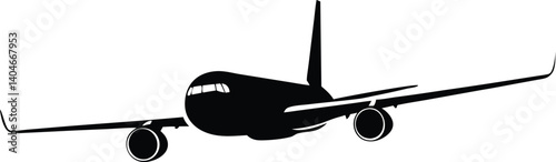Minimalist Black & White Commercial Airliner Silhouette