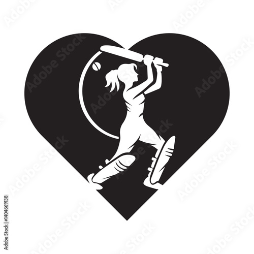women Cricket player with cover drive logo design icon vector illustration.