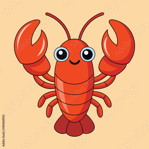 Cartoon red lobster and crab are cute seafood vector illustrations, isolated as marine animals with claws