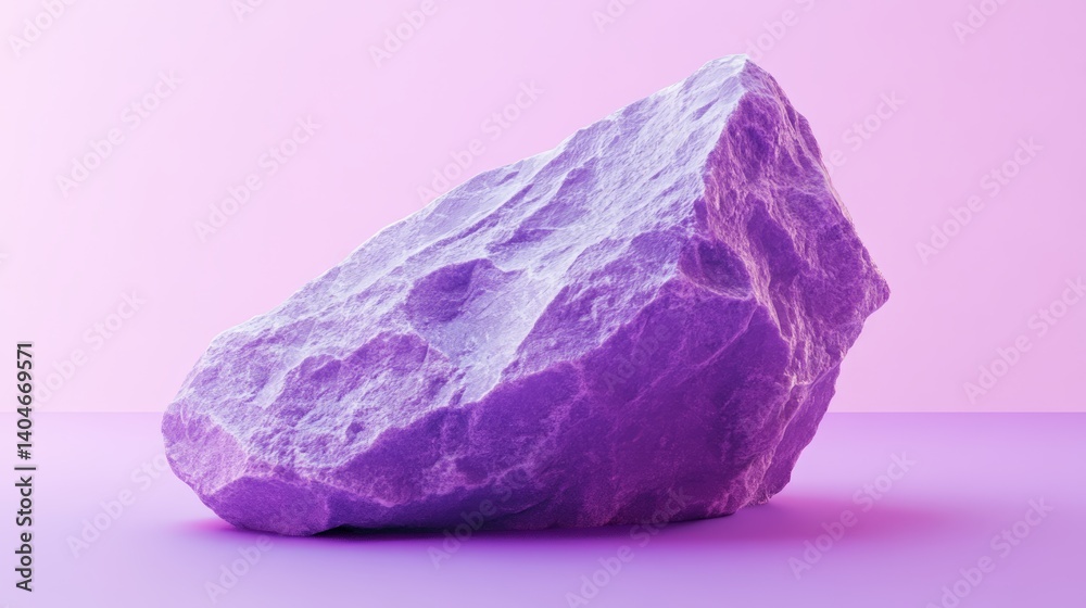 Fototapeta premium Vibrant purple rock on soft pink background