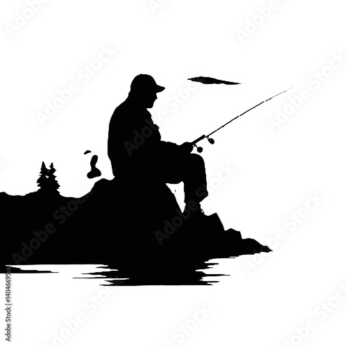 silhouette of a  fisherman   