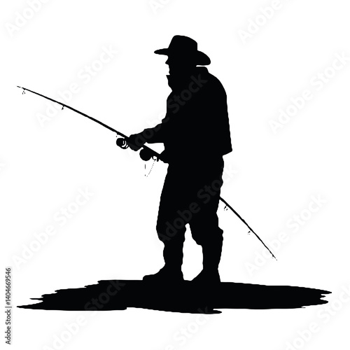 silhouette of a  fisherman   