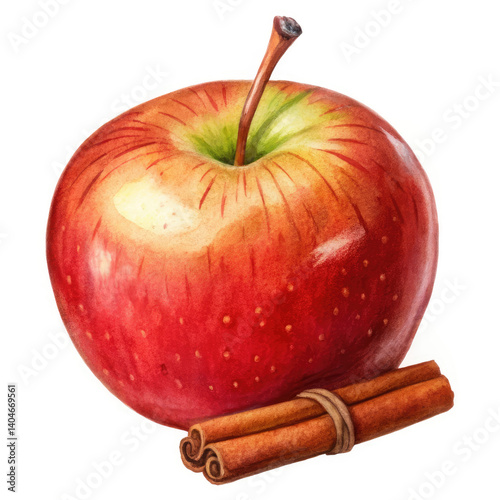 apple with cinnamon on white background