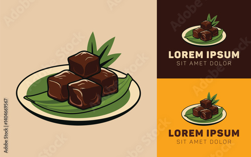 Rendang Plate Icon Logo with Simple Clean Outline