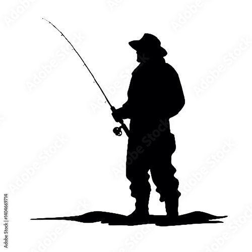 silhouette of a  fisherman   