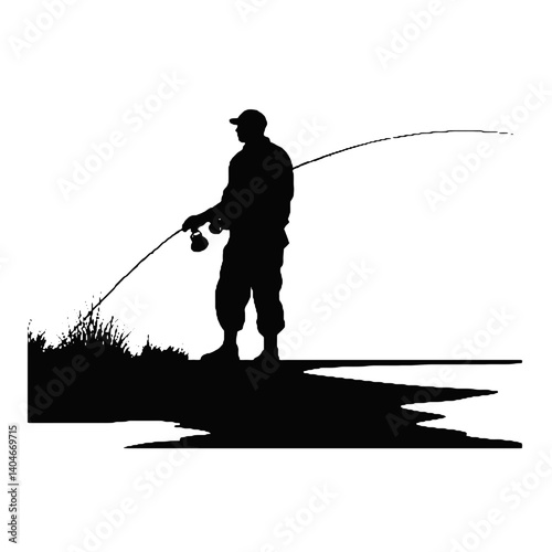 silhouette of a  fisherman   