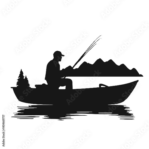 silhouette of a  fisherman   