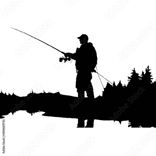 silhouette of a  fisherman   