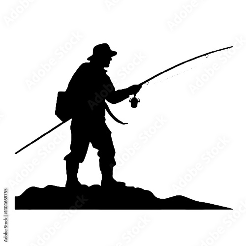 silhouette of a  fisherman   