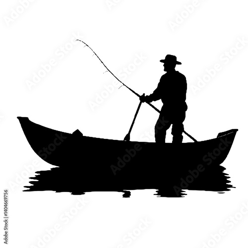 silhouette of a  fisherman   