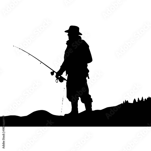 silhouette of a  fisherman   