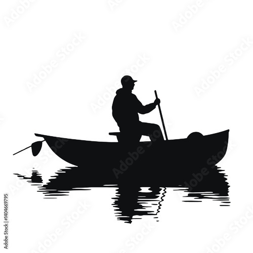 silhouette of a  fisherman   