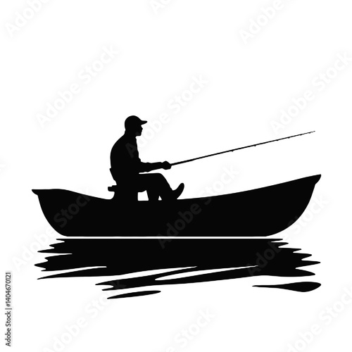 vector silhouette of a fisherman