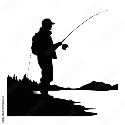 fisherman silhouette at morning