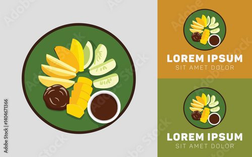 Colorful Rujak Buah Bowl Icon Logo Design
