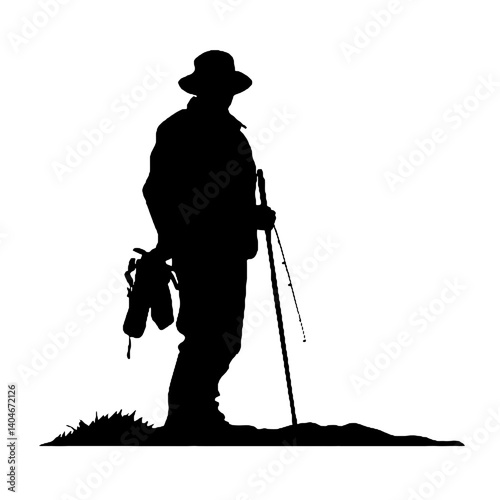  fishing on the fisher man silhouette vector isolated on white background