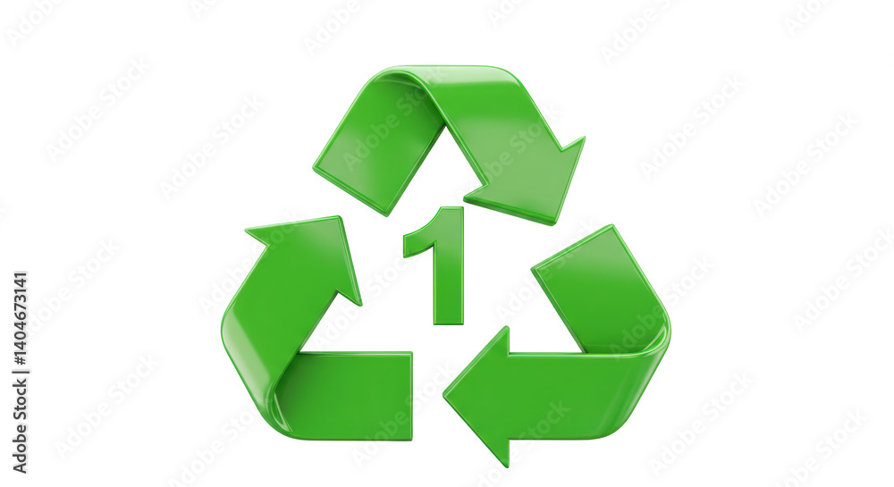 Isolated Recycling Symbol with Number 1 Isolated Recycling Symbol with Number 1