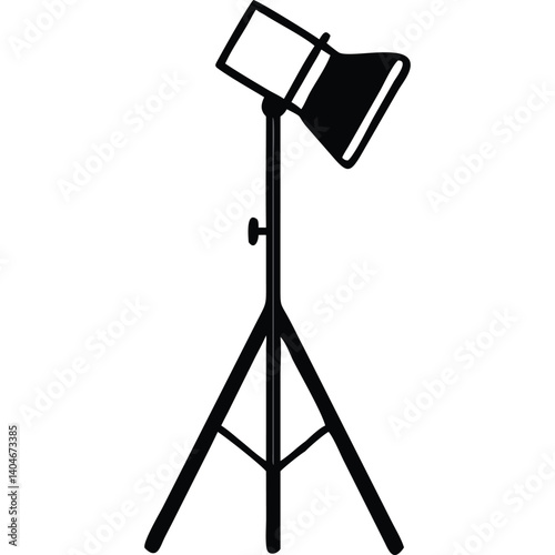 Studio lighting equipment, black and white icon.