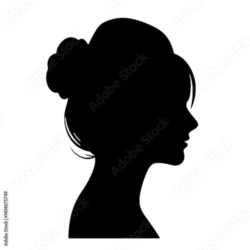 Female fashion hairstyle woman head with haircut   silhouette Vector Icon Design