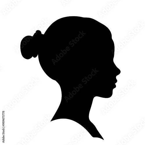 Female fashion hairstyle woman head with haircut   silhouette Vector Icon Design