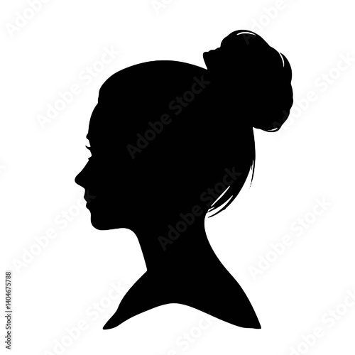 Female fashion hairstyle woman head with haircut   silhouette Vector Icon Design
