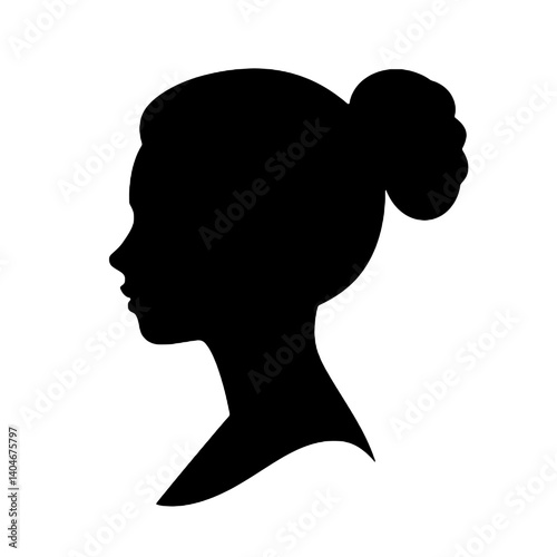 Female fashion hairstyle woman head with haircut   silhouette Vector Icon Design