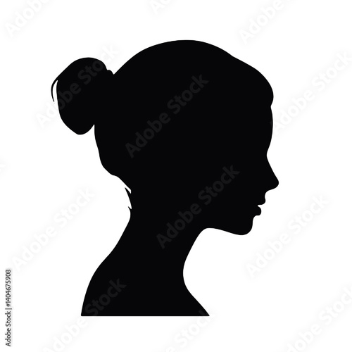 Female fashion hairstyle woman head with haircut   silhouette Vector Icon Design