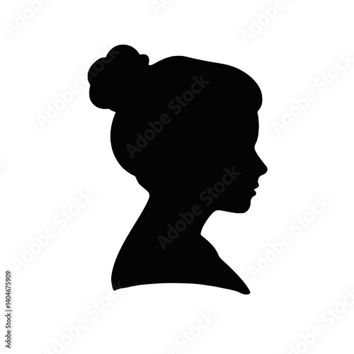 Female fashion hairstyle woman head with haircut   silhouette Vector Icon Design