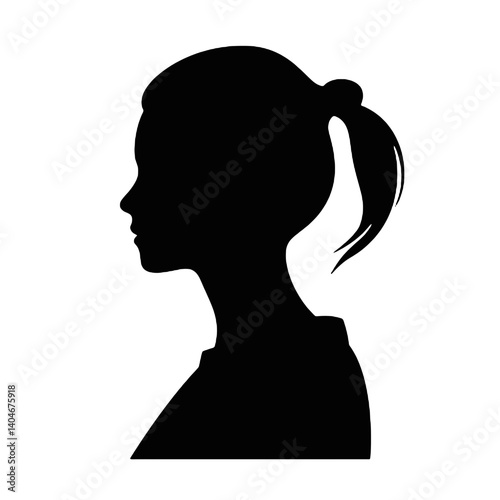 Female fashion hairstyle woman head with haircut   silhouette Vector Icon Design