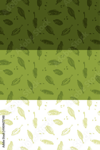 Vertical seamless cardamom pattern set – dark and light backgrounds