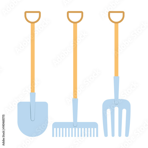 Gardening Tools and Outdoor Accessories Flat Illustration Spring and Autumn